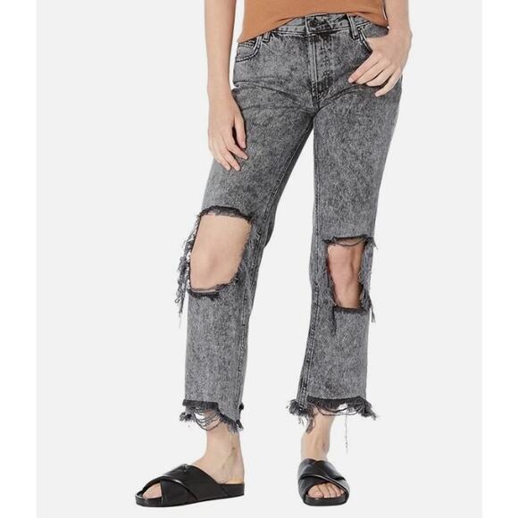 Free People We The Free Maggie Mid-Rise Ripped Straight Jeans Womens 27 Cropped - Picture 2 of 16